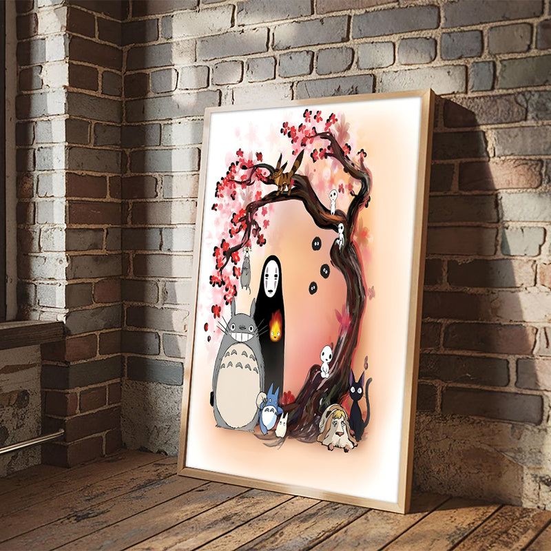 Totoro Ghibli Anime Cherry Blossom Japan - Living Room - Canvas Wall Art - Print - Wall Decor