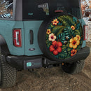 Tropical Floral Custom Jeep Wheel Cover With Camera Hole