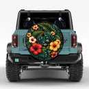 Tropical Floral Custom Jeep Wheel Cover With Camera Hole