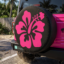 Tropical Pink Hibiscus Custom Jeep Wheel Cover With Camera Hole