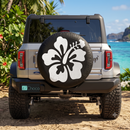 Tropical White Hibiscus Custom Jeep Wheel Cover With Camera Hole