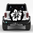 Tropical White Hibiscus Custom Jeep Wheel Cover With Camera Hole