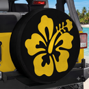 Tropical Yellow Hibiscus Custom Jeep Wheel Cover With Camera Hole