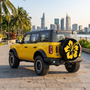 Tropical Yellow Hibiscus Custom Jeep Wheel Cover With Camera Hole