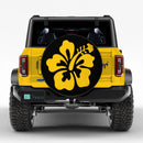 Tropical Yellow Hibiscus Custom Jeep Wheel Cover With Camera Hole