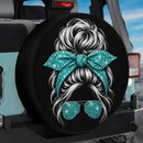 Turban Blue Glitter Girl Car Spare Tire Cover
