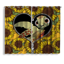 Turtle Sunflower Zipper Window Curtain