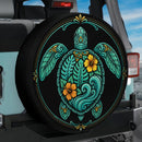 Tropical Boho Sea Turtle Car Spare Tire Cover