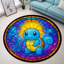 Squirtle Pokemon Stained Glass Round Rug