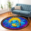 Squirtle Pokemon Stained Glass Round Rug