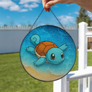 Squirtle Summer Pokemon Stained Glass Suncatcher