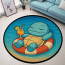 Summer Squirtle Pokemon On Beach Round Rug