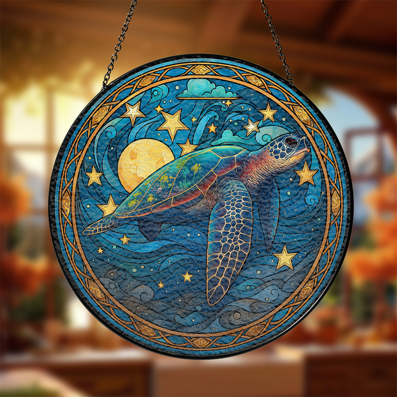 Sea Turtle Stained Glass Suncatcher