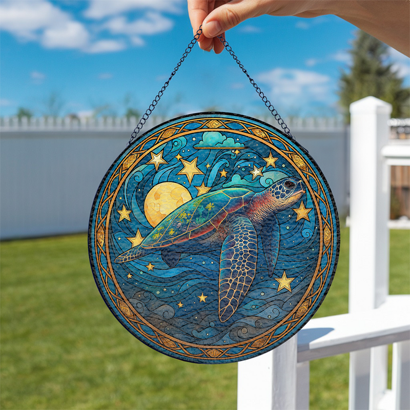 Sea Turtle Stained Glass Suncatcher