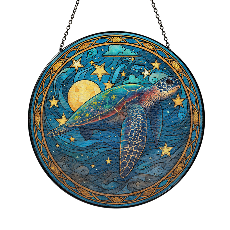 Sea Turtle Stained Glass Suncatcher