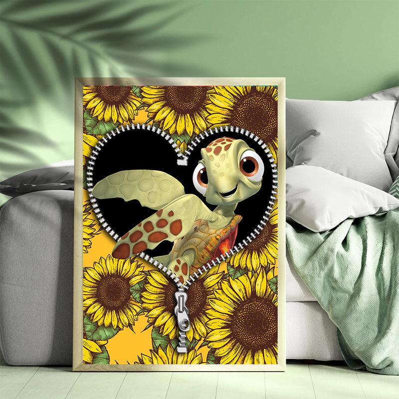 Turtle Sunflower - Living Room - Canvas Wall Art - Print - Wall Decor