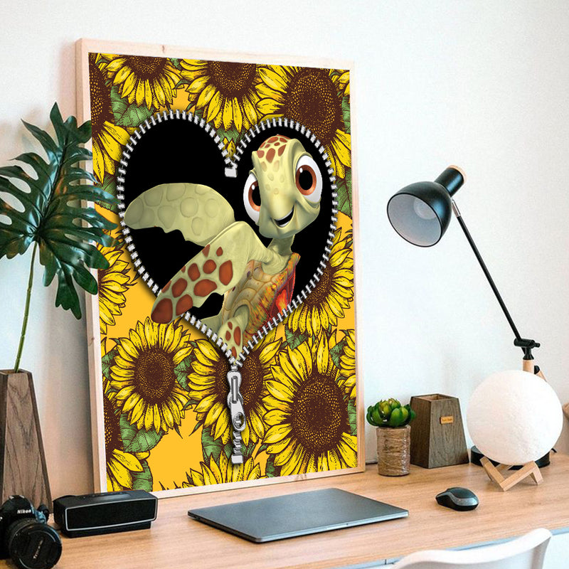 Turtle Sunflower - Living Room - Canvas Wall Art - Print - Wall Decor