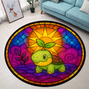 Turtwig Pokemon Sun Stained Glass Round Rug