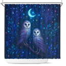 Twin Moon Owls Celestial Shower Curtain