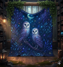 Twin Moon Owls Celestial Quilt Blanket