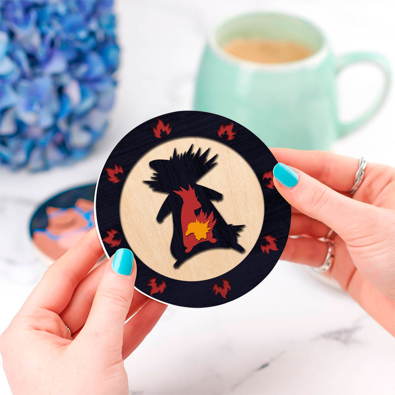 Typhlosion Pokemon Evolution Fire Ceramic Decor Coaster - Gift Idea