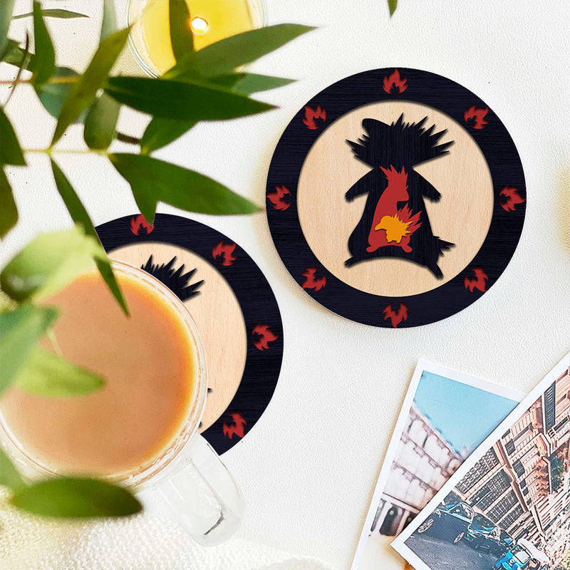 Typhlosion Pokemon Evolution Fire Ceramic Decor Coaster - Gift Idea