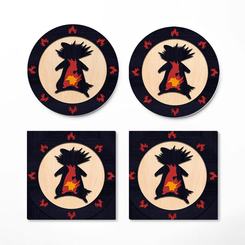 Typhlosion Pokemon Evolution Fire Ceramic Decor Coaster - Gift Idea