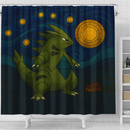 Tyranitar Pokemon Starry Night Stained Glass Shower Curtain