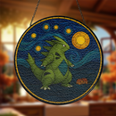 Tyranitar Starry Night Stained Glass Suncatcher