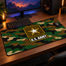U.S. Army Star Emblem on Woodland Camo Desk Mat