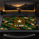 U.S. Army Star Emblem on Woodland Camo Desk Mat