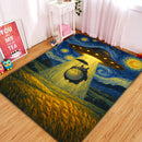 UFO Alien Abducting Totoro In Starry Night Rectangular Area Rug