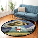UFO Abducting Moomintroll In Starry Night Round Rug