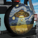 UFO Abducting A Chicken In Starry Night Jeep Car Spare Tire Cover