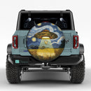UFO Abducting A Chicken In Starry Night Jeep Car Spare Tire Cover