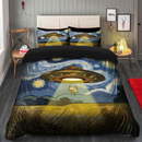 UFO Abducting A Chicken In Starry Night Bedding Set