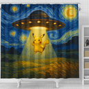 UFO Pikachu Pokemon In Starry Night Shower Curtain