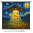 UFO Pikachu Pokemon In Starry Night Shower Curtain