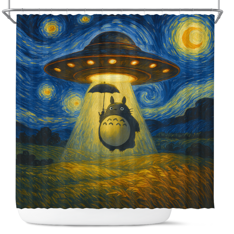 UFO Totoro In Starry Night Ghibli Shower Curtain