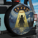 UFO Alien Abducting Cthulhu In Starry Night Jeep Car Spare Tire Cover
