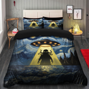 UFO Abducting Cthulhu In Starry Night Bedding Set