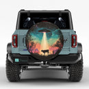 Funny UFO Picking Up A Cow Jeep Car Spare Tire Cover