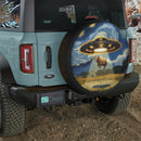 UFO Abducting A Cow In Starry Night Jeep Car Spare Tire Cover