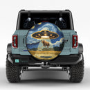 UFO Abducting A Cow In Starry Night Jeep Car Spare Tire Cover