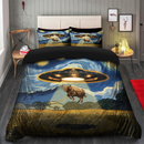 UFO Abducting A Cow In Starry Night Bedding Set