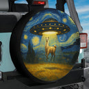 UFO Abducting A Alpaca In Starry Night Jeep Car Spare Tire Cover