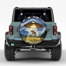 UFO Abducting An Elephant In Starry Night Jeep Car Spare Tire Cover