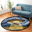 UFO Abducting A Hippo In Starry Night Round Rug