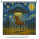 UFO Abducting A Horse In Starry Night Shower Curtain