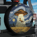 UFO Abducting A Horse In Starry Night Jeep Car Spare Tire Cover